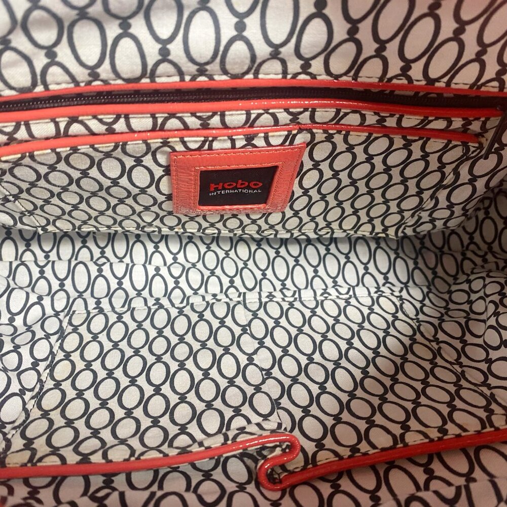 HOBO International Peach Patent Leather Quilted Clutch Tote Handbag - Picture 5 of 8
